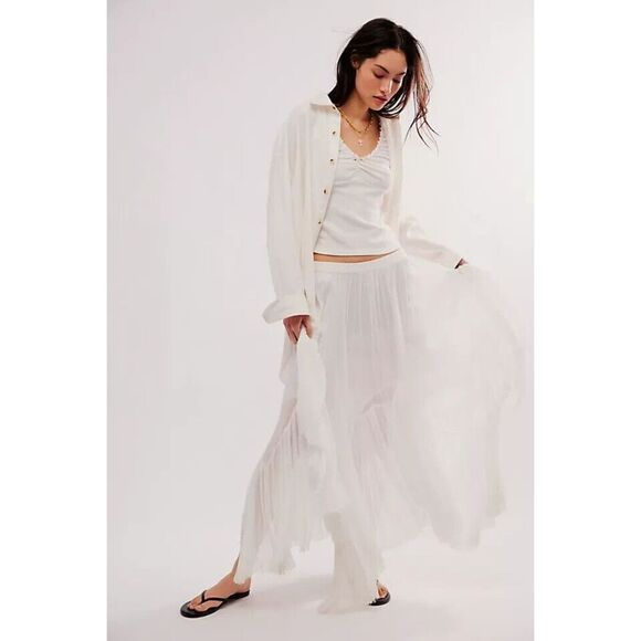 Free People White Midi Skirt - Picture 5 of 9